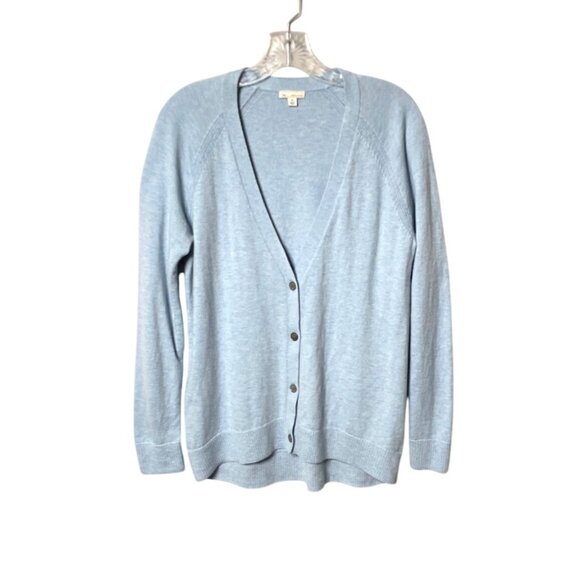Gap Women's Light Blue Merino Wool Blend V-Neck Button-Front Cardigan Sweater M - Picture 5 of 5